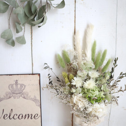 ナチュラルスワッグ：スモーキーグリーン：ドライフラワーブーケ