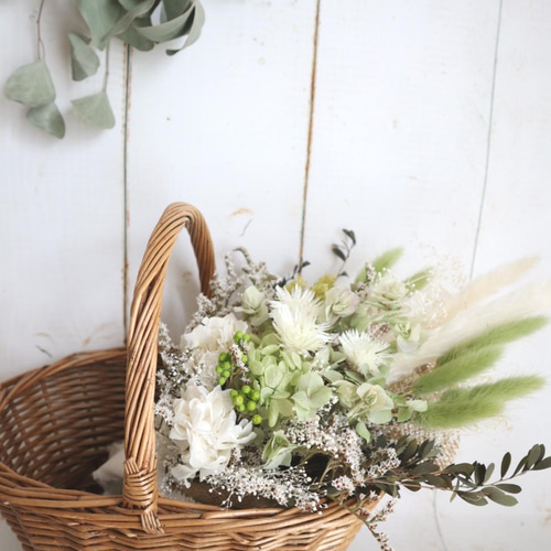 ナチュラルスワッグ：スモーキーグリーン：ドライフラワーブーケ