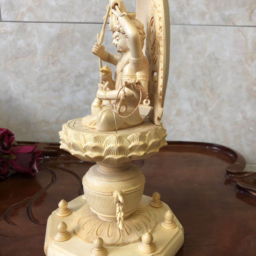 仏師彫り 両頭愛染明王 不動明王 細工精彫 超絶技巧 木彫仏像 災難除去