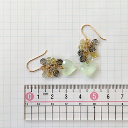 14kgf*心形綠玉髓和碧璽石英耳環/耳環*天然石 第6張的照片