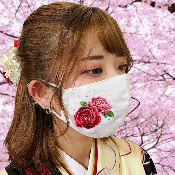 繍-NISHIKI- 牡丹（ぼたん）レディース 布マスク HAPPINESS STYLE 通販