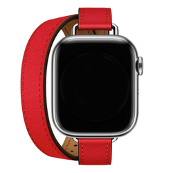 Apple Watch 蘋果錶帶 6色紅色雙環真皮錶帶 第2張的照片