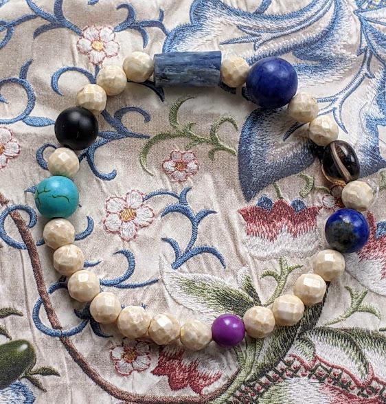 ◆◆No.320◆◆ カイヤナイト　リバーストン　ラピスラズリ…ブルー系のナチュラル派ブレスレット◆◆