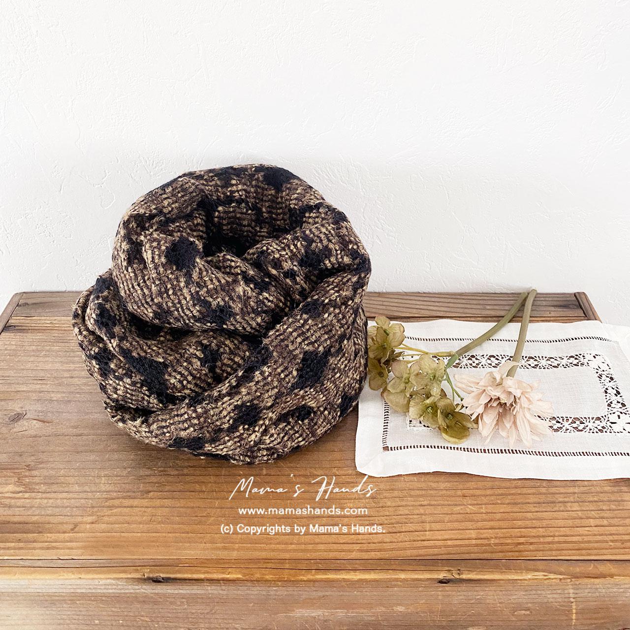 残１⭐️2点売れました⭐️《花柄 レース 》おしゃれな ウール ブラウン ブラック 茶 黒 ナチュラル 秋 冬 スヌード