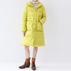 L】ノーカラー刺繍入り95％羽毛大人可愛いロングダウンコート♪ コート