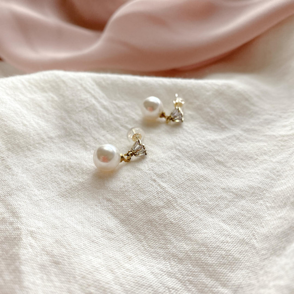 雪果-珍珠 鋯石耳環-可改夾 第6張的照片