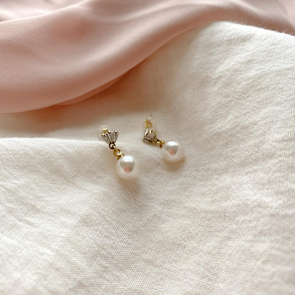 雪果-珍珠 鋯石耳環-可改夾 第8張的照片