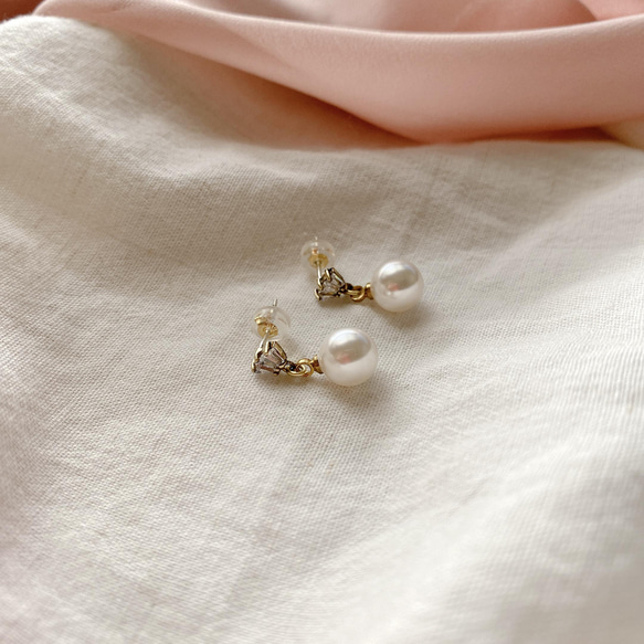 雪果-珍珠 鋯石耳環-可改夾 第7張的照片