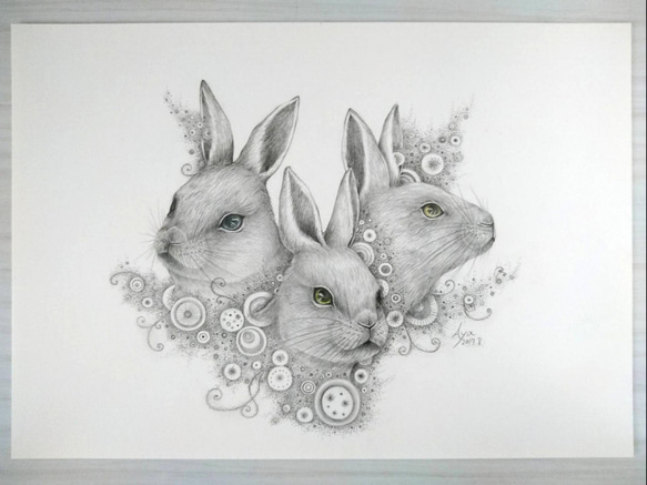 ☆原画・額なし☆ ウサギ／鉛筆画 絵画 touri 通販 13197546｜Creema