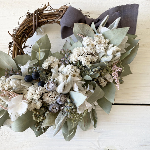 No.069d♡淡い色のハーフリース♡ポポラスのミルフィーユガーランド付き♡ ポポラスとブルーアイスの淡色ハーフリース＊ラッピング無料