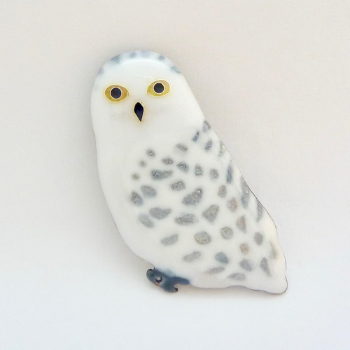 七宝ブローチ＊シロフクロウ ブローチ 雪 通販 13197668｜Creema