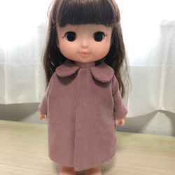 お人形服　コート　襟付きコート　ソランちゃん　ピンク 1枚目の画像