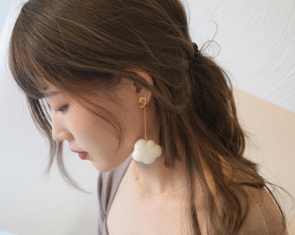 イヤリング Puffy Cloud Clip on Earring CHC 温かみのあるハンドメイドの立体雲シリーズ 11枚目の画像