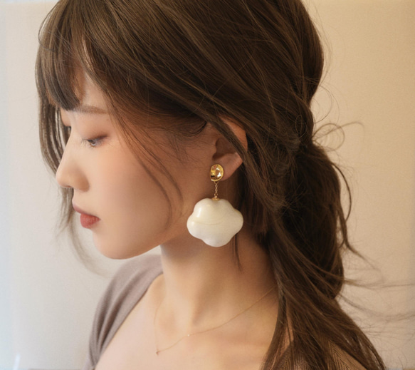 イヤリング Puffy Cloud Clip on Earring CHC 温かみのあるハンドメイドの立体雲シリーズ 13枚目の画像