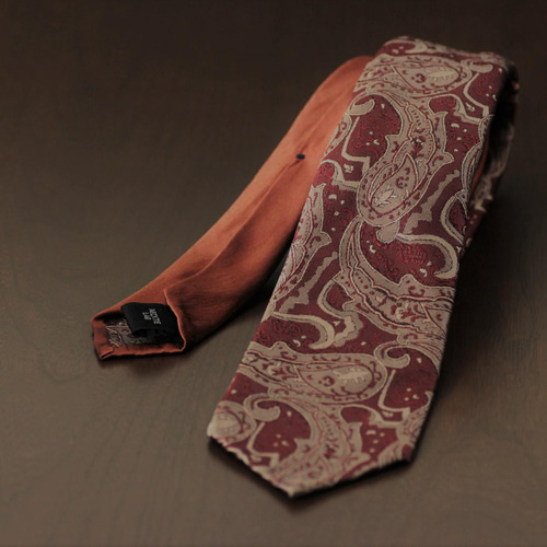 究極のハンドメイドネクタイ セッテピエゲ ペイズリー ブラウン