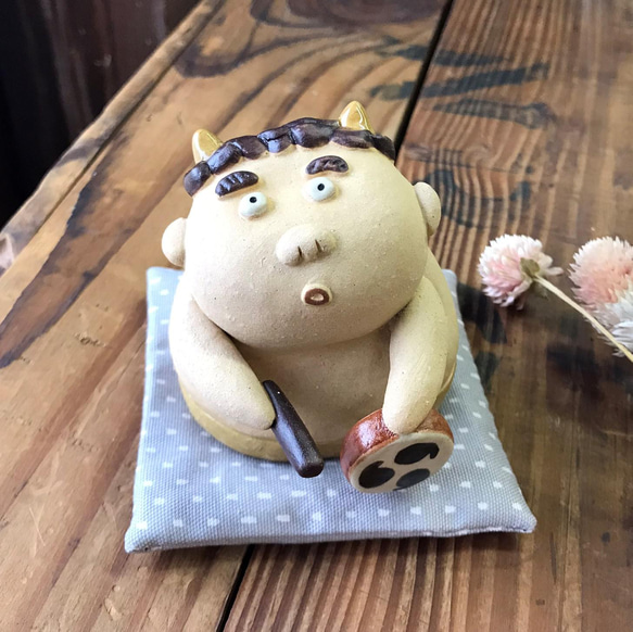 太鼓鬼（極小座布団 別） O-180 陶製 / drum demon/鼓 惡魔 その他