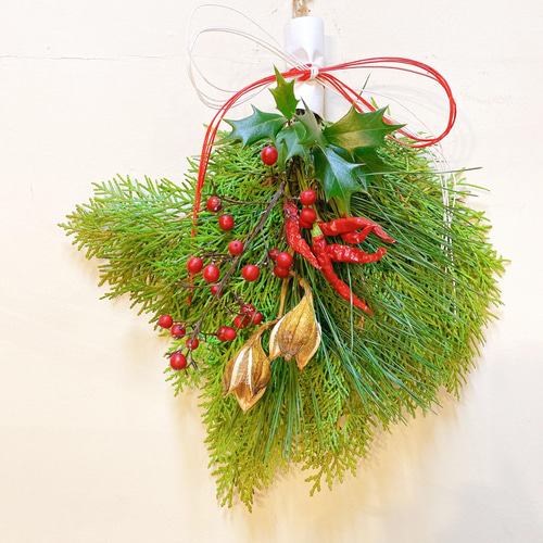 節分のお飾り　節分スワッグ（1/6より制作はじめます） 早割価格］フレッシュgreen 節分スワッグ 豆まき 節分 スワッグ