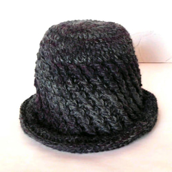 ゆったり温か手編み帽子（ウールとアルパカ） 3枚目の画像