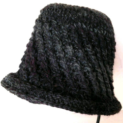 ゆったり温か手編み帽子（ウールとアルパカ） 4枚目の画像