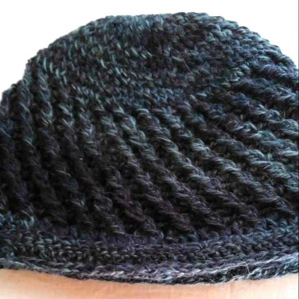ゆったり温か手編み帽子（ウールとアルパカ） 8枚目の画像