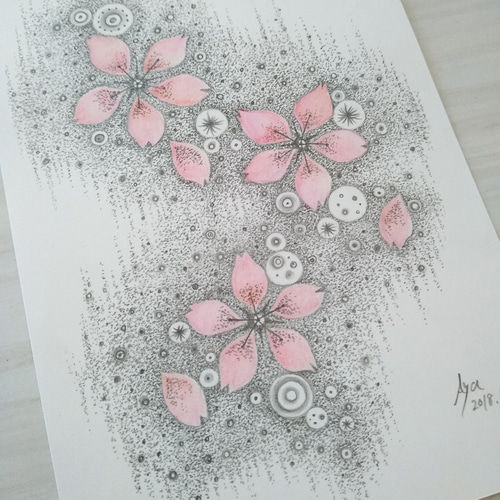 超爆安 ☆原画・額なし☆ サクラ／色鉛筆&鉛筆 絵画 touri 通販 絵画