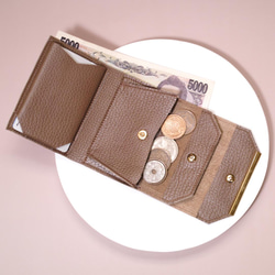 【◎大人可愛いミニ財布◎】イタリアンレザーのコロンとしたミニ財布(ブラウン系) 3枚目の画像
