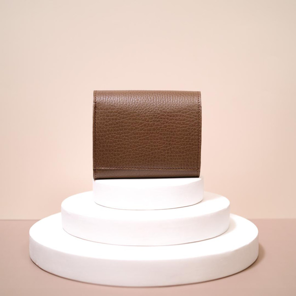【◎大人可愛いミニ財布◎】イタリアンレザーのコロンとしたミニ財布(ブラウン系) 2枚目の画像