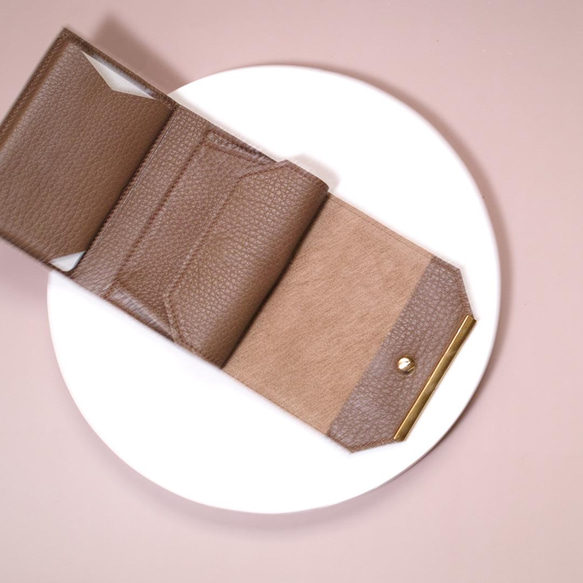 【◎大人可愛いミニ財布◎】イタリアンレザーのコロンとしたミニ財布(ブラウン系) 6枚目の画像