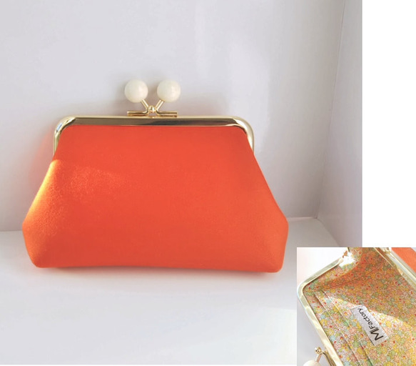 (ミニマル財布)(ビタミンカラー)オレンジのあめ玉がま口財布 1枚目の画像