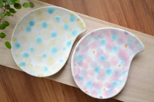 【小皿】桜としずくの勾玉(ピンク・ブルー) 8枚目の画像