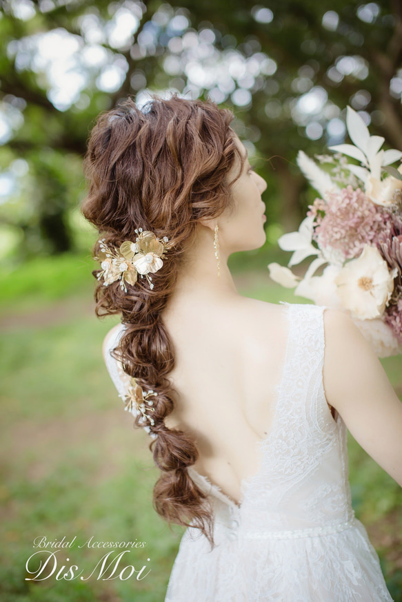 大人気♥ヘッドドレス 結婚式　花嫁 ヘアアクセサリー ヘッドアクセサリー ウェディング ブライダル　フラワー リーフ 6枚目の画像