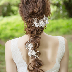 大人気♥ヘッドドレス 結婚式　花嫁 ヘアアクセサリー ヘッドアクセサリー ウェディング ブライダル　フラワー リーフ 2枚目の画像