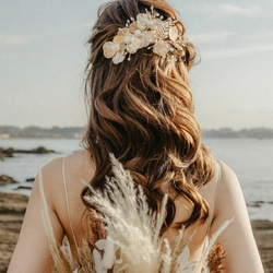 大人気♥ヘッドドレス 結婚式　花嫁 ヘアアクセサリー ヘッドアクセサリー ウェディング ブライダル　フラワー リーフ 5枚目の画像