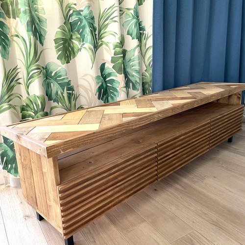 new！ ヘリンボーン TVボード アイアン カラー変更可 テレビ台・テレビ