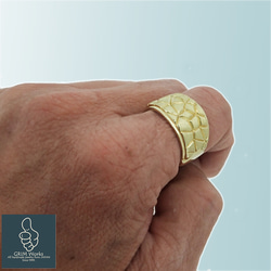 【幅広 重厚 存在感 抜群】壁デザインの指輪 ダイヤモンド艶消し 真鍮 ゴールド イカツイ シンプル クールビューティ 6枚目の画像