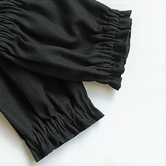 ハーフリネンキャンバス無地のシンプルアームカバー～ブラック（黒）～ 3枚目の画像