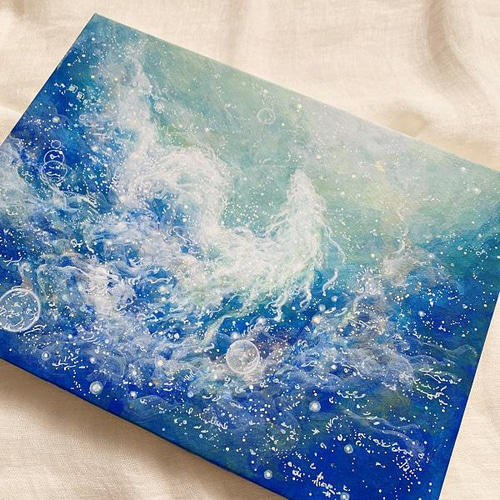 声 龍神の絵 白龍 アクリル画 原画 絵画 HIDEKI 通販｜Creema(クリーマ 