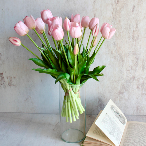 リアル造花5本ブーケ】春のチューリップ5本ブーケ【ライトピンク