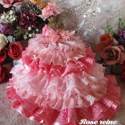 sold k様ご予約品 シンデレラ花の妖精 ピンクグラデーションの豪華12段ミルフィーユフリルドールドレス 4枚目の画像