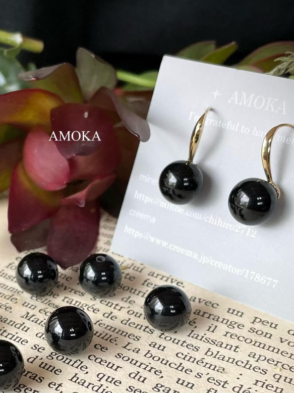 【高品質AAA】ブラックオニキス designピアス　入学式ピアス　 3枚目の画像
