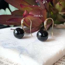 【高品質AAA】ブラックオニキス designピアス　入学式ピアス　 2枚目の画像