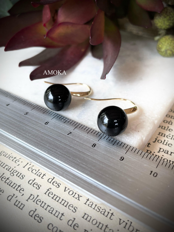 【高品質AAA】ブラックオニキス designピアス　入学式ピアス　 5枚目の画像