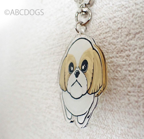 Begging Dog Charm Shih Tzu 淺棕色白色 第3張的照片