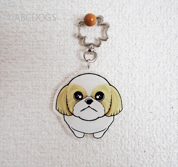 Begging Dog Charm Shih Tzu 淺棕色白色 第1張的照片