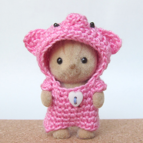 ハンドメイド＊シルバニア＊赤ちゃん＊レース編み＊ぶたさん