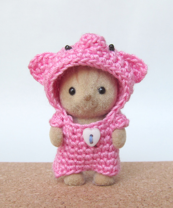 ハンドメイド＊シルバニア＊赤ちゃん＊レース編み＊ぶたさん