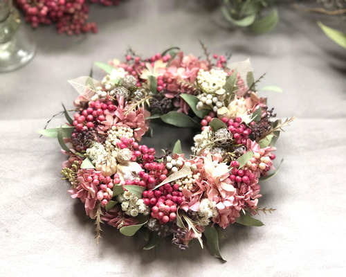 No22 ベリーのクリスマスリース シャリンバイ ペッパーベリー