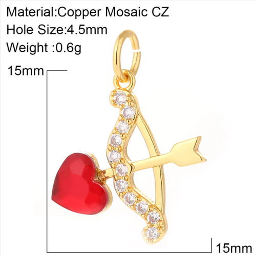 高品質♡ジルコニア♡ハート♡キューピット♡弓矢♡チャーム♡パーツ