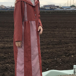 【福袋】着物リメイクフード付きコートとねこちゃんbagセット 6枚目の画像