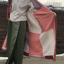 【福袋】着物リメイクフード付きコートとねこちゃんbagセット 8枚目の画像